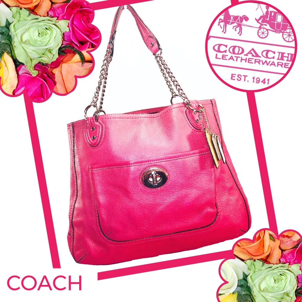 SOLD!- COACH Pink Pebbled Leather Shoulder Bag